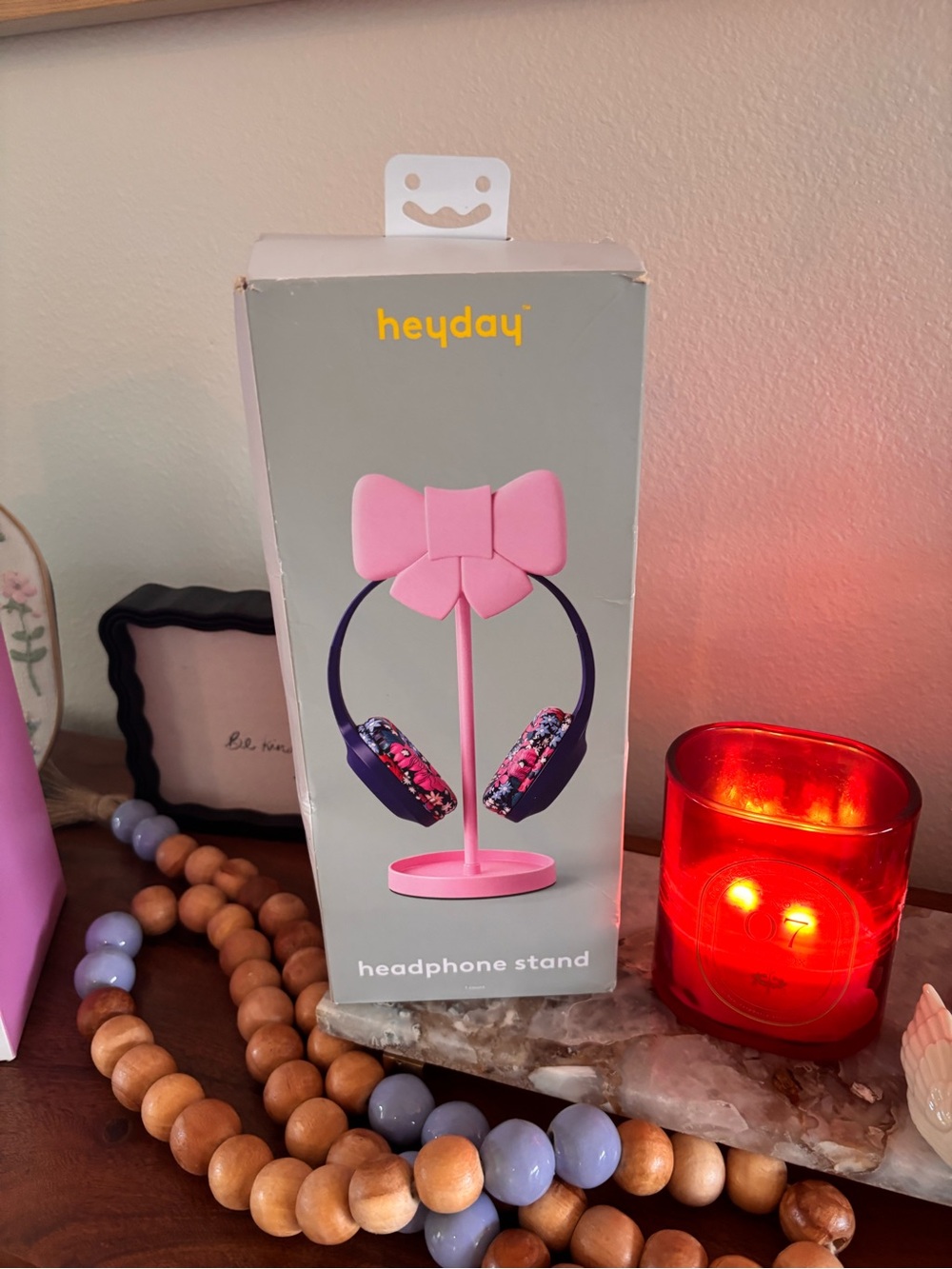 heyday Pink Kids Headphone Stand with Bow